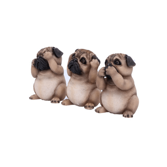 Three Wise Pugs 8.5cm