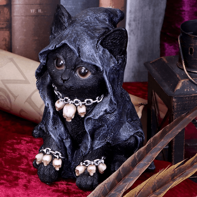 Reapers Feline Cloaked Grim Reaper Cat Figurine